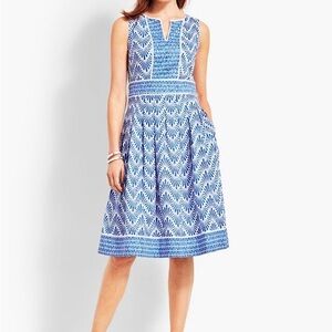 Talbots Blue & White Sleeveless Dress, 20W, 100% Cotton, Perfect for Easter